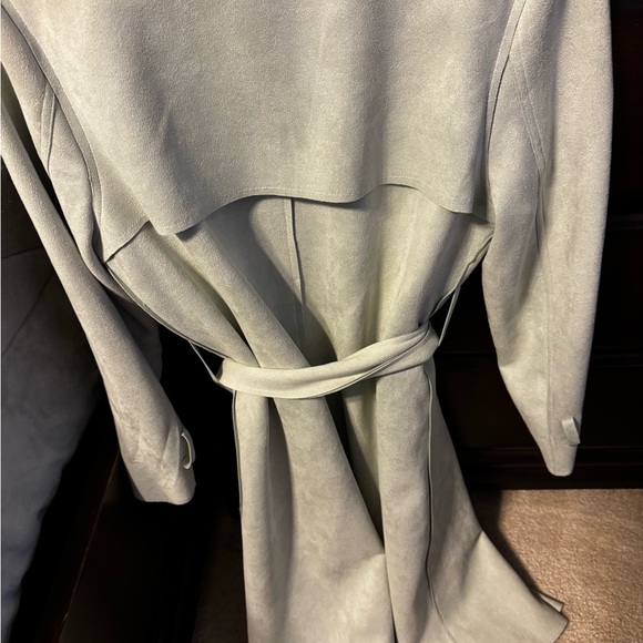 Sage microsuede trench coat medium - Picture 3 of 5